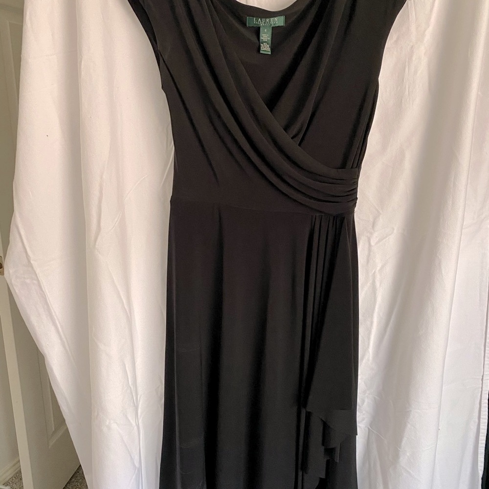 Lauren by Ralph Lauren black faux wrap dress